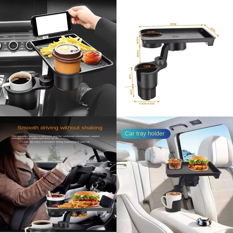 Food With Snacks - Portabicchieri per Auto Multifunzione con Vassoio