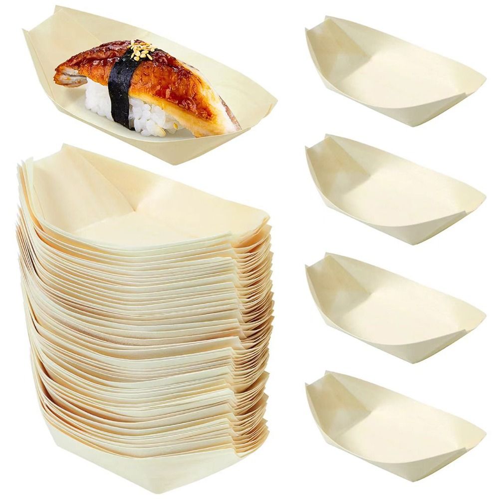 Food In Japanese Snacks - 50 Pezzi Piatti Monouso in Legno